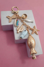 Bag Charm - Sea Life Porcelain Fish Star Fish Fin - Blue Sky Fashions & Lingerie