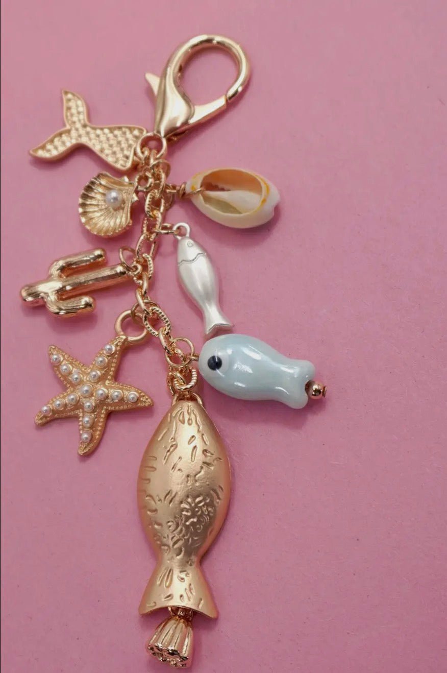 Bag Charm - Sea Life Porcelain Fish Star Fish Fin - Blue Sky Fashions & Lingerie