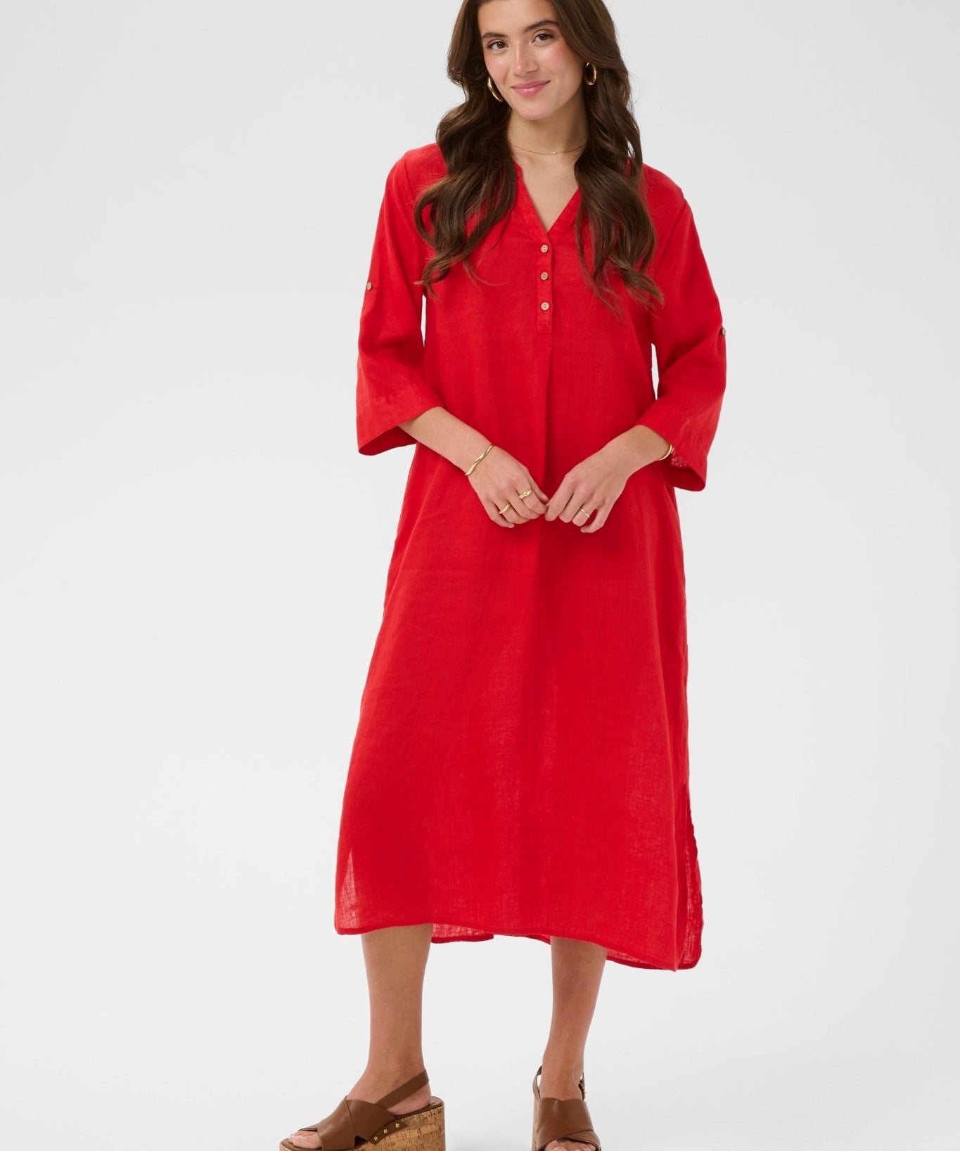 Bellis Caftan Dress by Cream - High Risk Red - Blue Sky Fashions & Lingerie