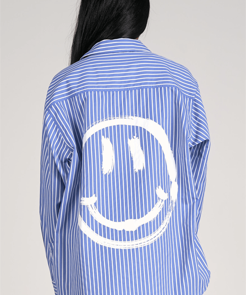 Blue smile striped shirt by Elan - Blue Sky Fashions & Lingerie