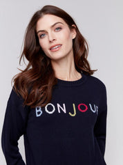 Bonjour Sweater - Navy - Blue Sky Fashions & Lingerie