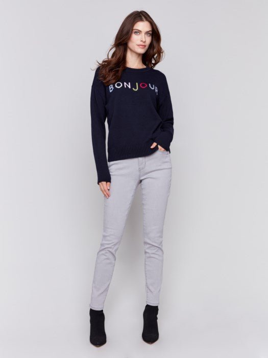 Bonjour Sweater - Navy - Blue Sky Fashions & Lingerie