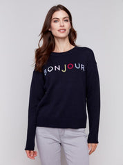 Bonjour Sweater - Navy - Blue Sky Fashions & Lingerie