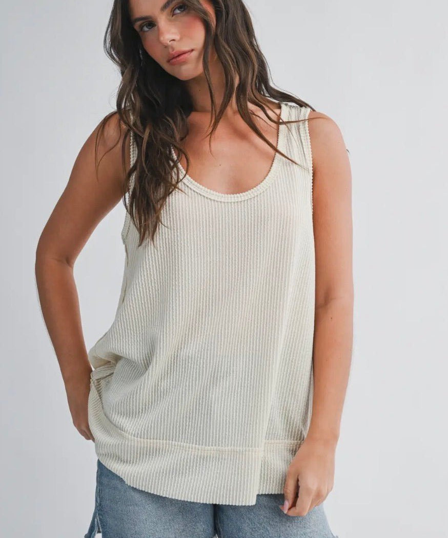 Bridget Textured Scoop Neck Tank - Pineapple - Blue Sky Fashions & Lingerie