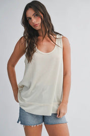 Bridget Textured Scoop Neck Tank - Pineapple - Blue Sky Fashions & Lingerie