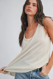 Bridget Textured Scoop Neck Tank - Pineapple - Blue Sky Fashions & Lingerie