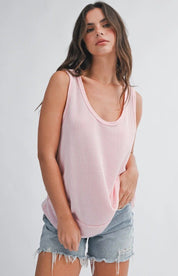 Bridget Textured Scoop Neck Tank - Pink - Blue Sky Fashions & Lingerie