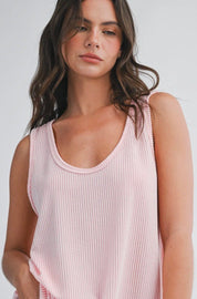 Bridget Textured Scoop Neck Tank - Pink - Blue Sky Fashions & Lingerie
