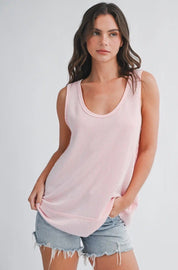 Bridget Textured Scoop Neck Tank - Pink - Blue Sky Fashions & Lingerie