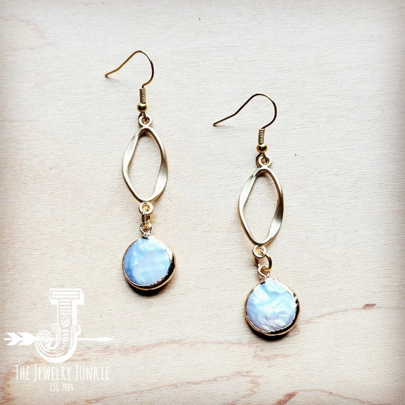 Brushed Gold Freshwater Pearl Dangle Earrings - Blue Sky Fashions & Lingerie