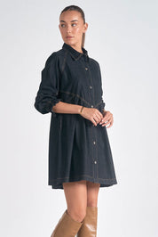 Button Down Denim Dress by Elan - Black - Blue Sky Fashions & Lingerie