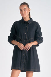 Button Down Denim Dress by Elan - Black - Blue Sky Fashions & Lingerie