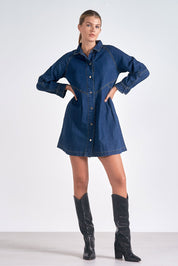 Button Down Denim Dress by Elan - Blue - Blue Sky Fashions & Lingerie