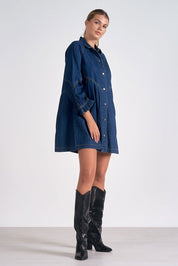 Button Down Denim Dress by Elan - Blue - Blue Sky Fashions & Lingerie