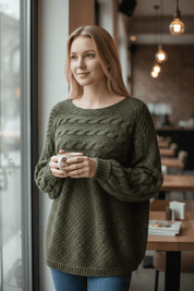 Cable Knit Sweater - Bonsai - Blue Sky Fashions & Lingerie