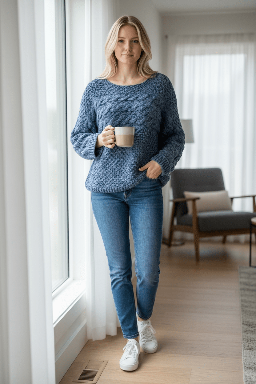 Cable Knit Sweater - Glacier Blue - Blue Sky Fashions & Lingerie