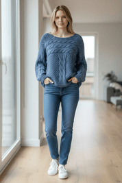 Cable Knit Sweater - Glacier Blue - Blue Sky Fashions & Lingerie