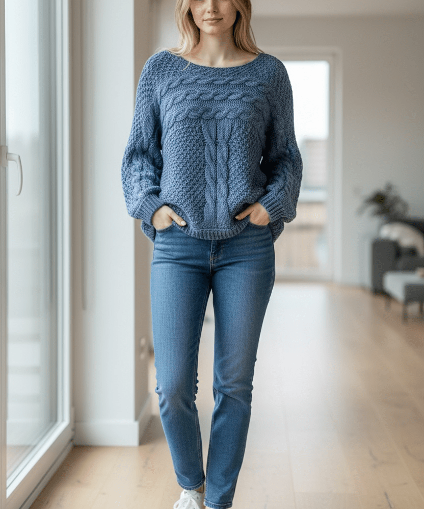 Cable Knit Sweater - Glacier Blue - Blue Sky Fashions & Lingerie