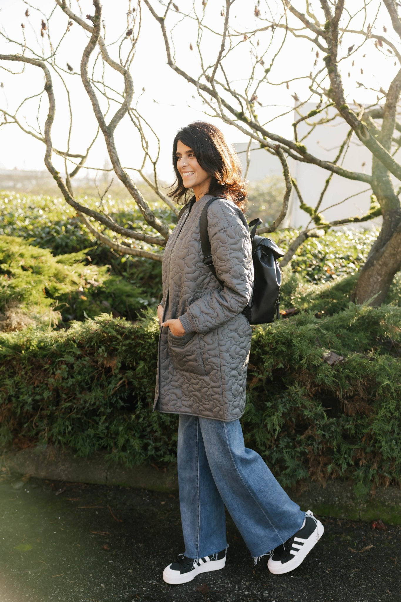 CARSON QUILTED JACKET IN MAGNET GREY - Blue Sky Fashions & Lingerie