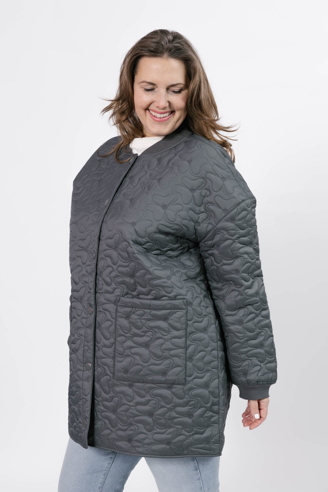 CARSON QUILTED JACKET IN MAGNET GREY - Blue Sky Fashions & Lingerie