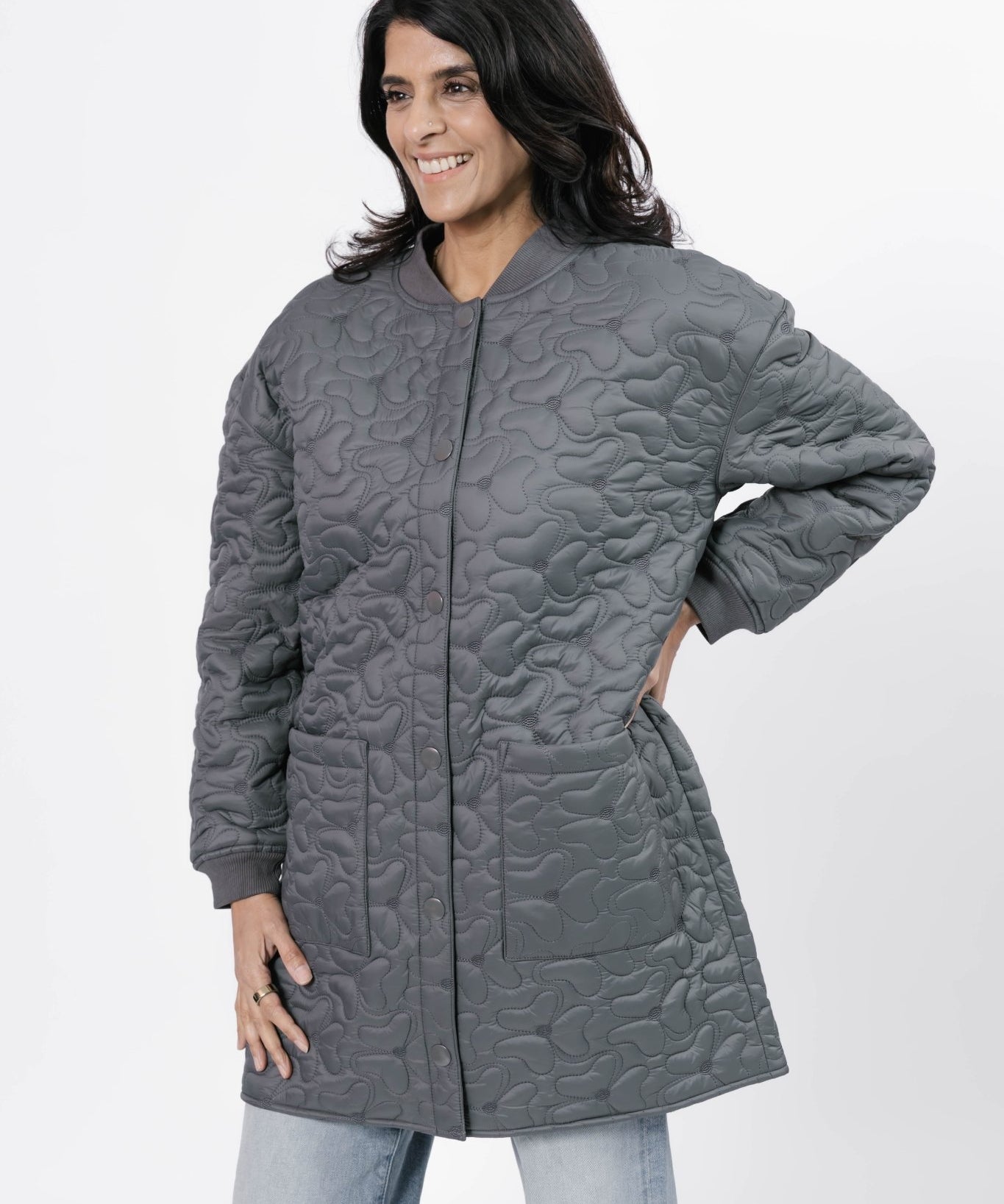 CARSON QUILTED JACKET IN MAGNET GREY - Blue Sky Fashions & Lingerie