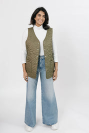 CARSON QUILTED VEST IN BURNT OLIVE - Blue Sky Fashions & Lingerie