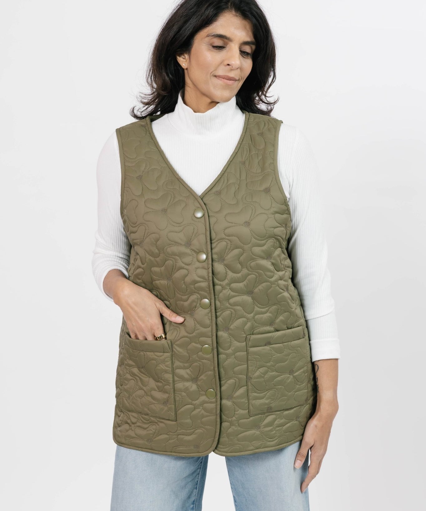 CARSON QUILTED VEST IN BURNT OLIVE - Blue Sky Fashions & Lingerie