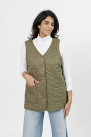 CARSON QUILTED VEST IN BURNT OLIVE - Blue Sky Fashions & Lingerie