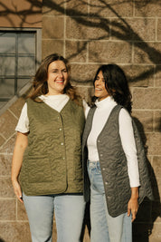 CARSON QUILTED VEST IN BURNT OLIVE - Blue Sky Fashions & Lingerie