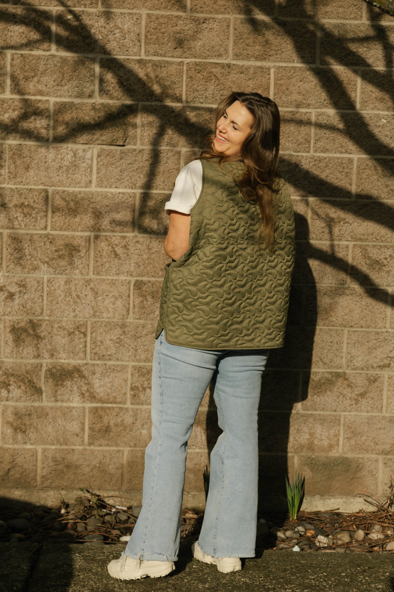 CARSON QUILTED VEST IN BURNT OLIVE - Blue Sky Fashions & Lingerie