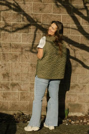 CARSON QUILTED VEST IN BURNT OLIVE - Blue Sky Fashions & Lingerie