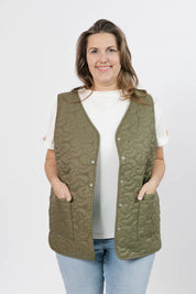 CARSON QUILTED VEST IN BURNT OLIVE - Blue Sky Fashions & Lingerie