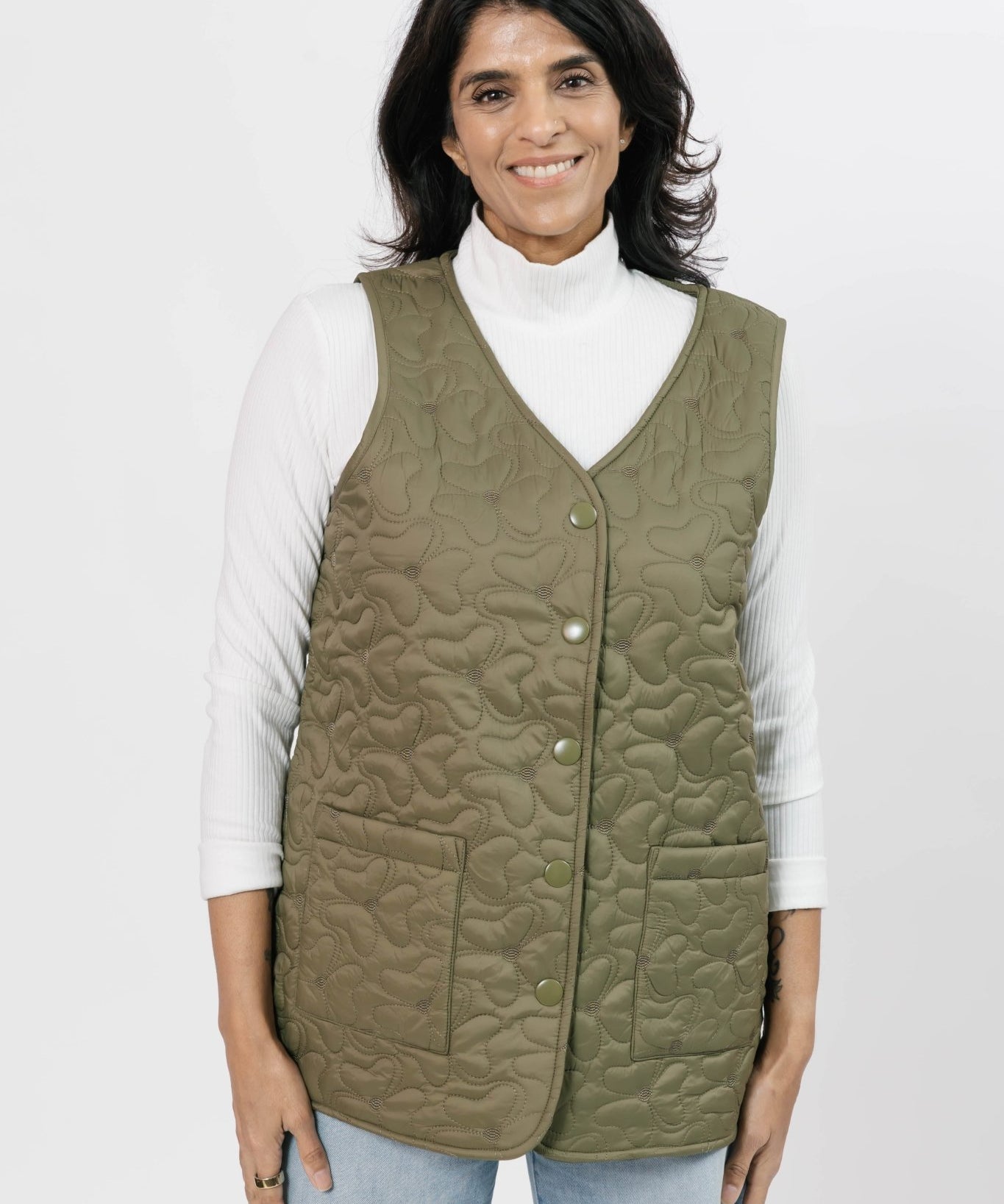 CARSON QUILTED VEST IN BURNT OLIVE - Blue Sky Fashions & Lingerie