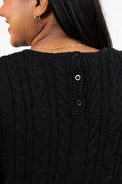 CECILIA CABLE KNIT STRAIGHT LEG ROMPER IN MIDNIGHT BLACK - Blue Sky Fashions & Lingerie