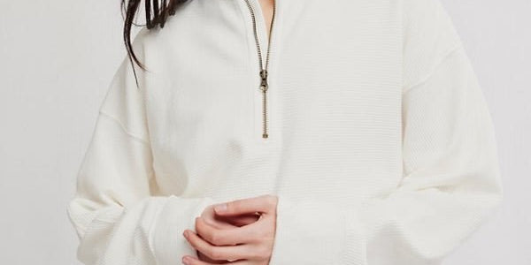 CELESTE QUARTERZIP by Free People - ivory - Blue Sky Fashions &amp; Lingerie