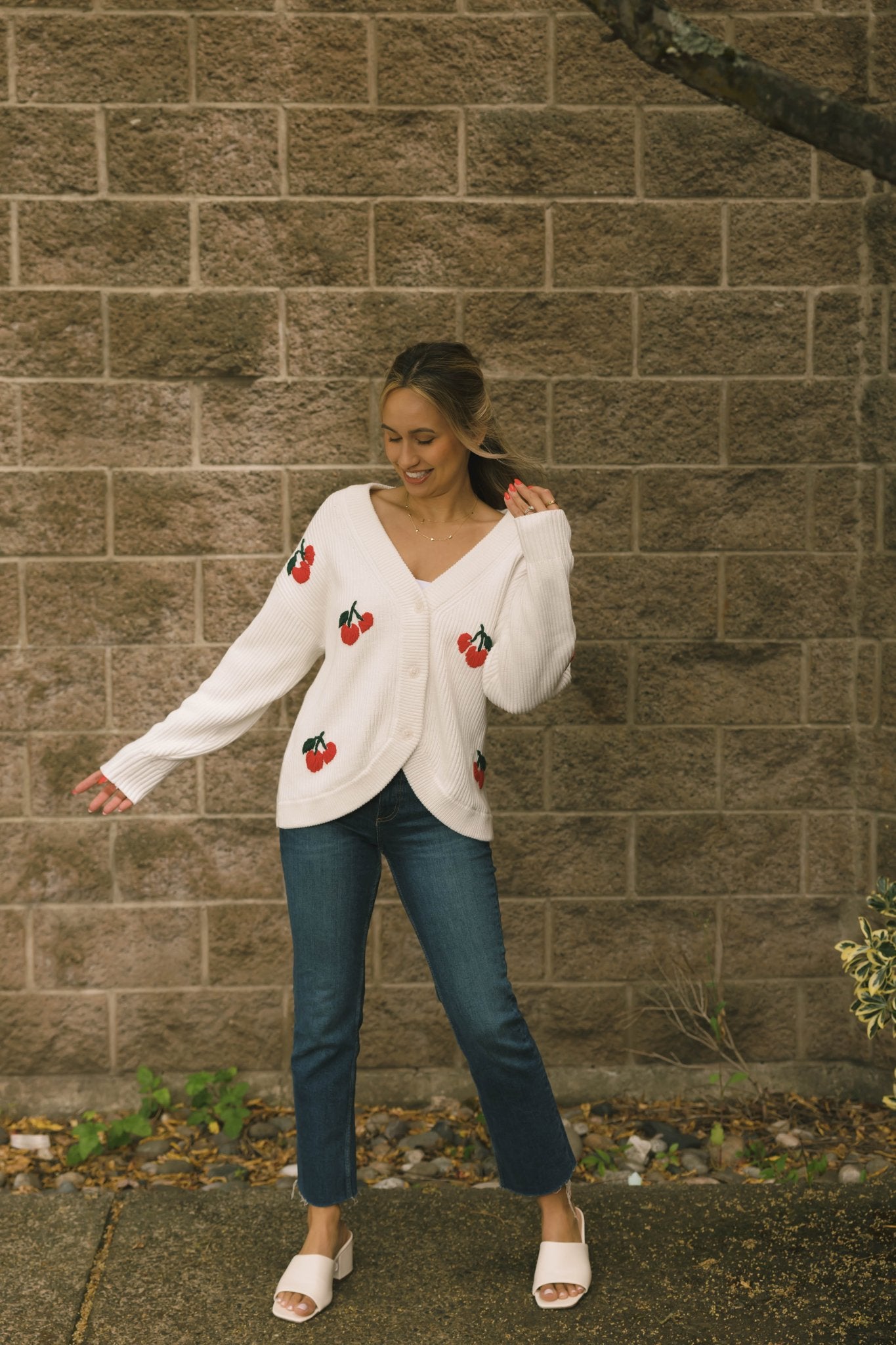 CHERRY CARDIGAN IN IVORY - Blue Sky Fashions & Lingerie