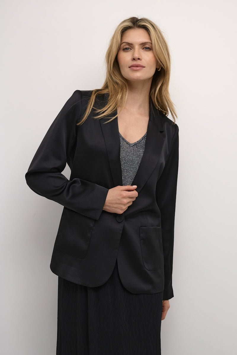 Cocamia Sateen Blazer - Black - Blue Sky Fashions & Lingerie