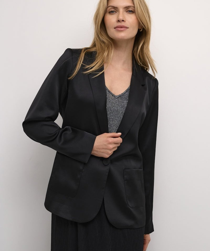 Cocamia Sateen Blazer - Black - Blue Sky Fashions & Lingerie