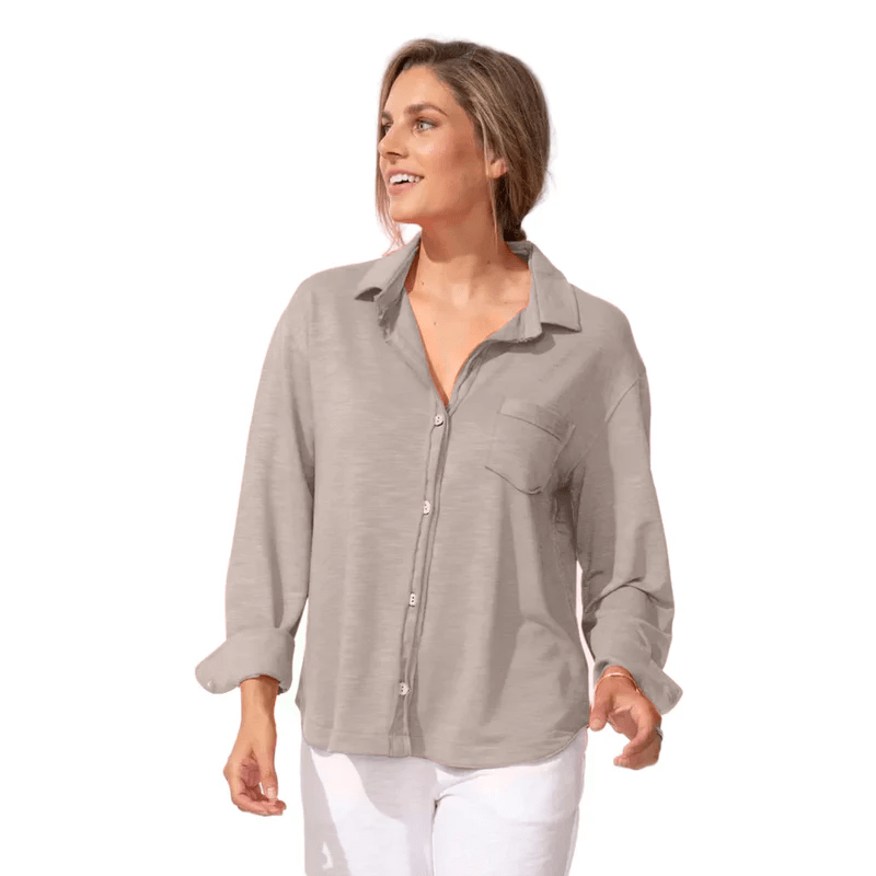 Color Wash Terry Anywhere Shacket in fog - Blue Sky Fashions & Lingerie