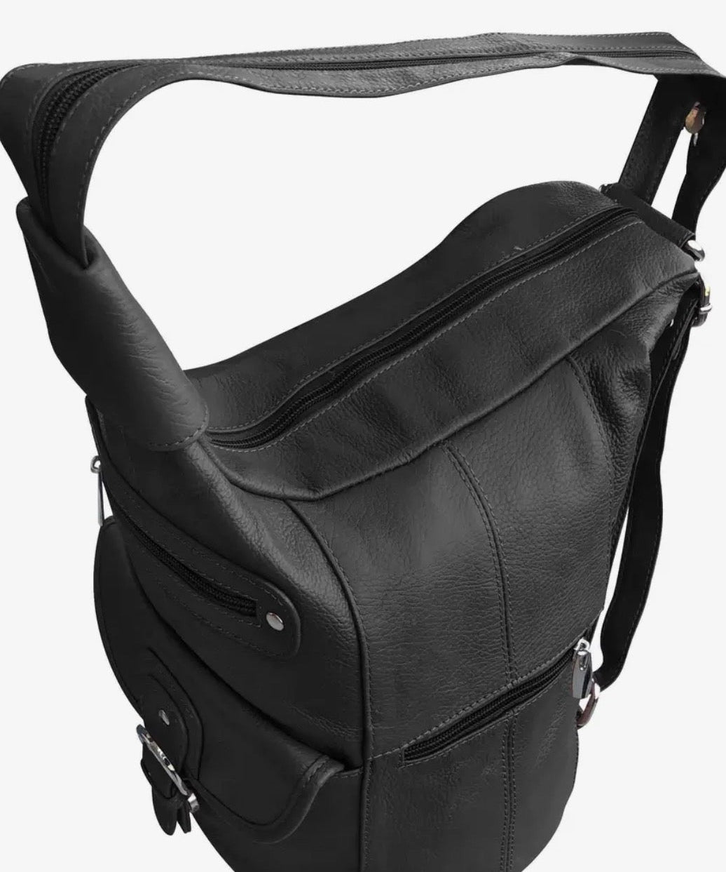 Convertible pebble leather backpack 3611A - black - Blue Sky Fashions & Lingerie