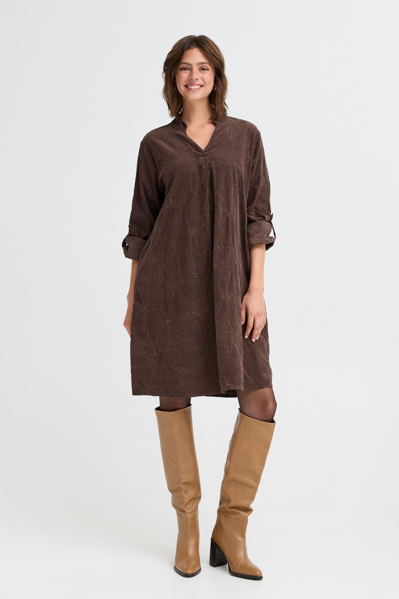 Corda Dress by Fransa - Chocolate Torte - Blue Sky Fashions & Lingerie