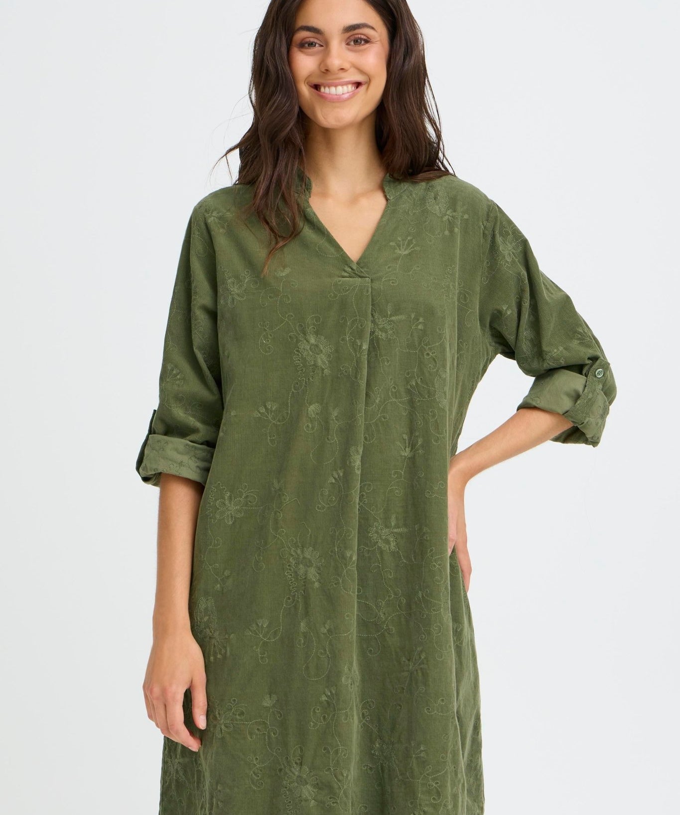 Corda Dress by Fransa - Dusty Olive - Blue Sky Fashions & Lingerie