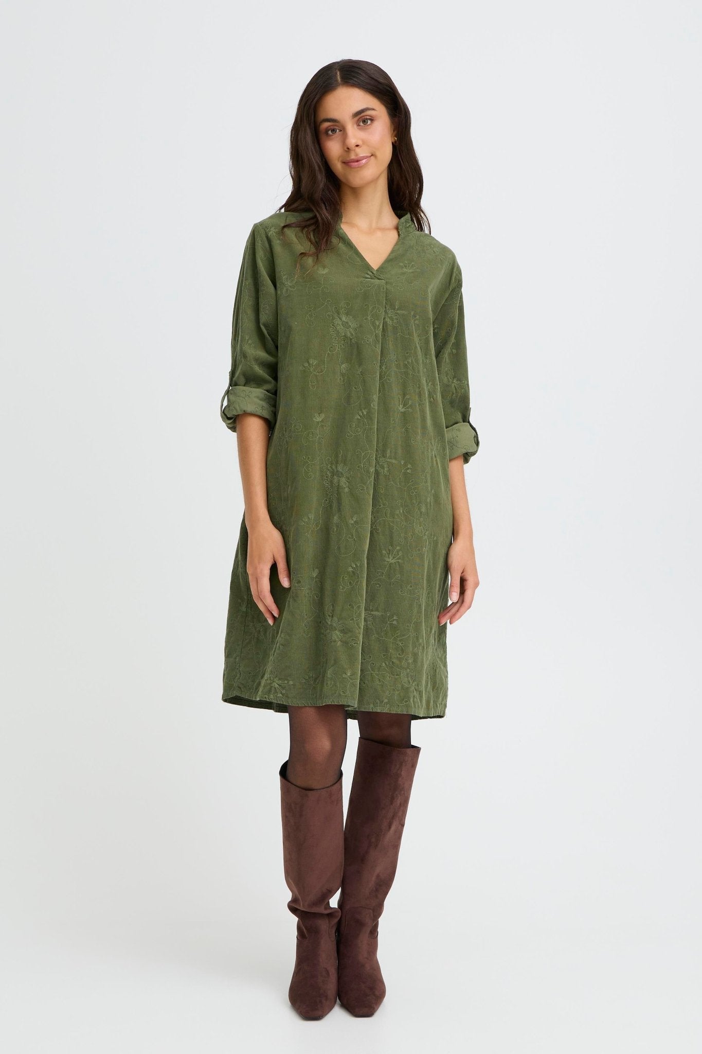 Corda Dress by Fransa - Dusty Olive - Blue Sky Fashions & Lingerie