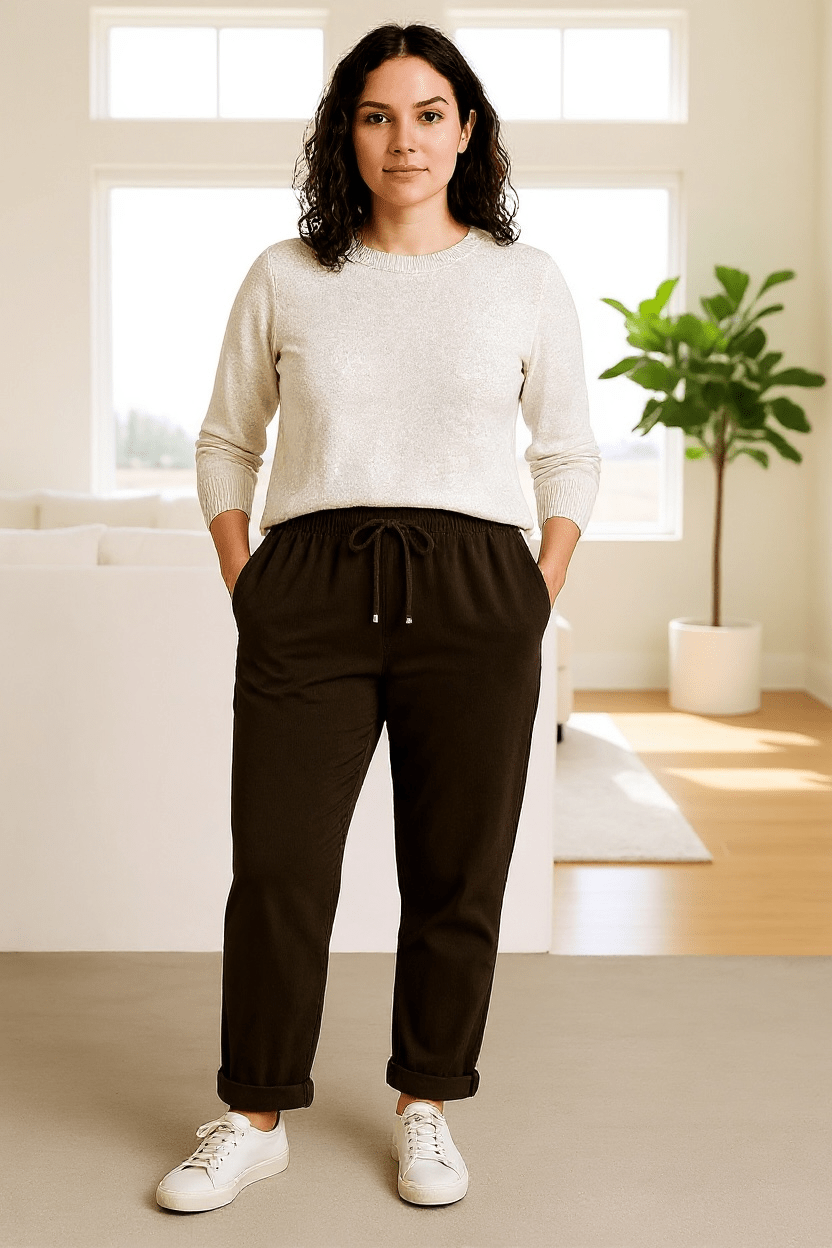 Corduroy pull on pants - brown - Blue Sky Fashions & Lingerie