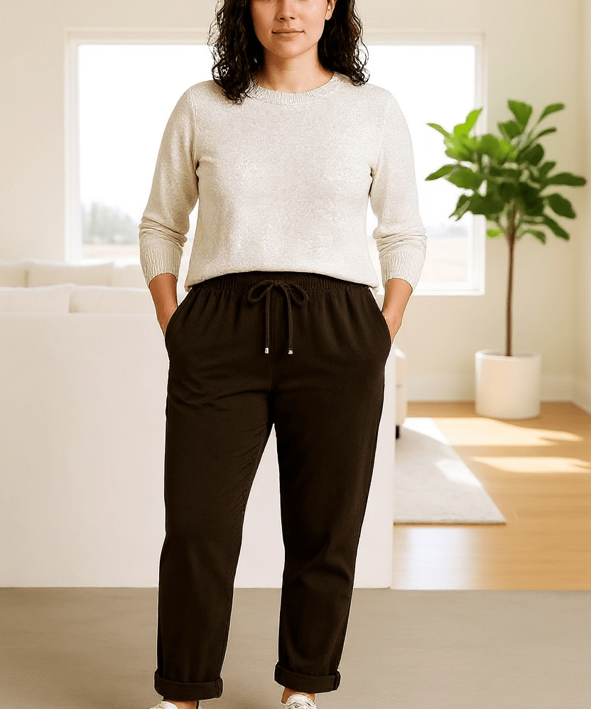 Corduroy pull on pants - brown - Blue Sky Fashions & Lingerie