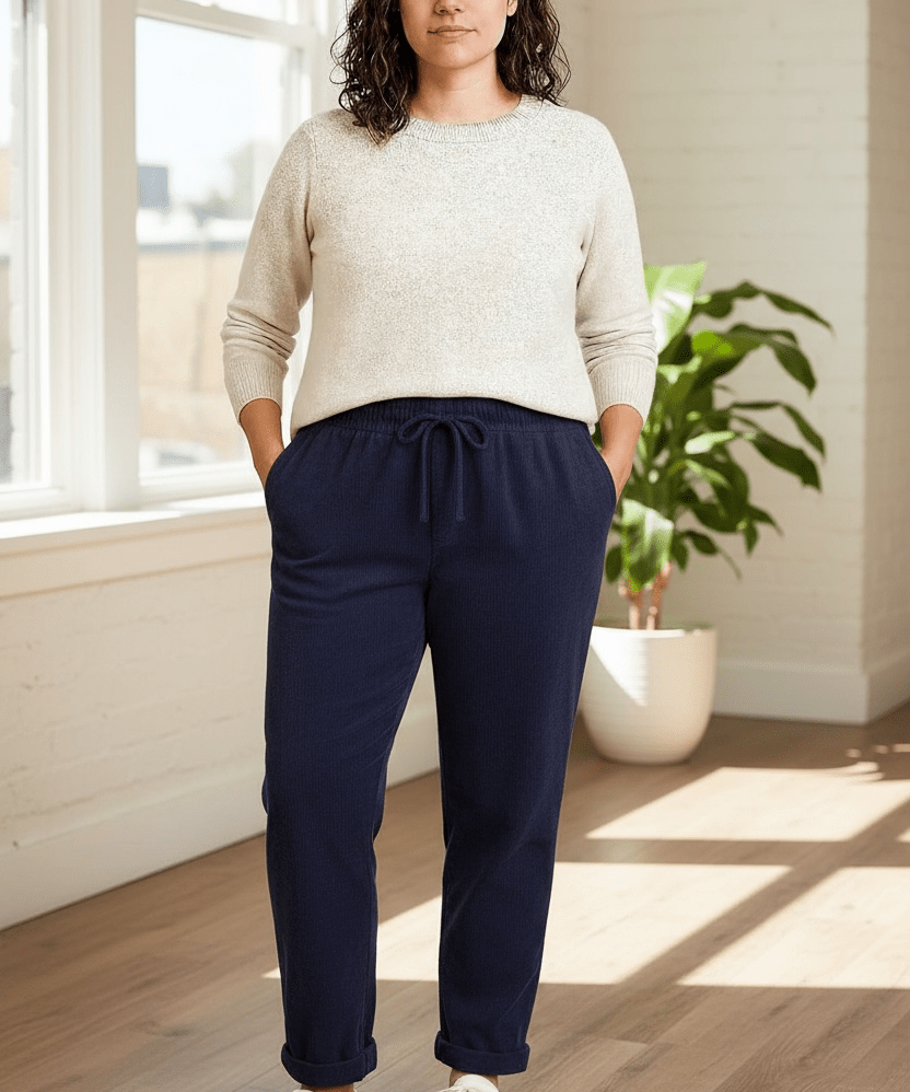 Corduroy pull on pants - navy - Blue Sky Fashions & Lingerie