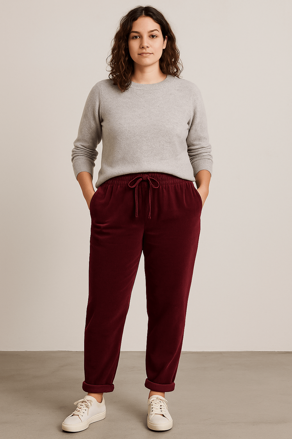 Corduroy pull on pants - wine - Blue Sky Fashions & Lingerie