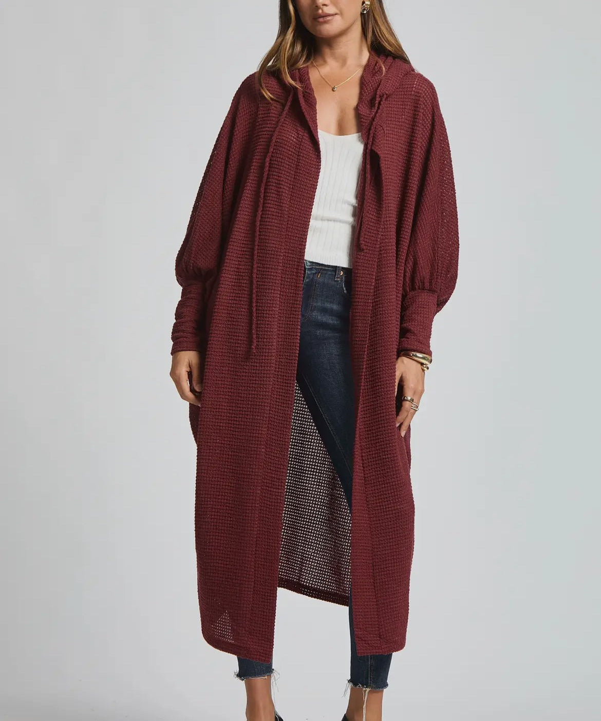 Cozy Knit Maxi Duster - Wine - Blue Sky Fashions & Lingerie