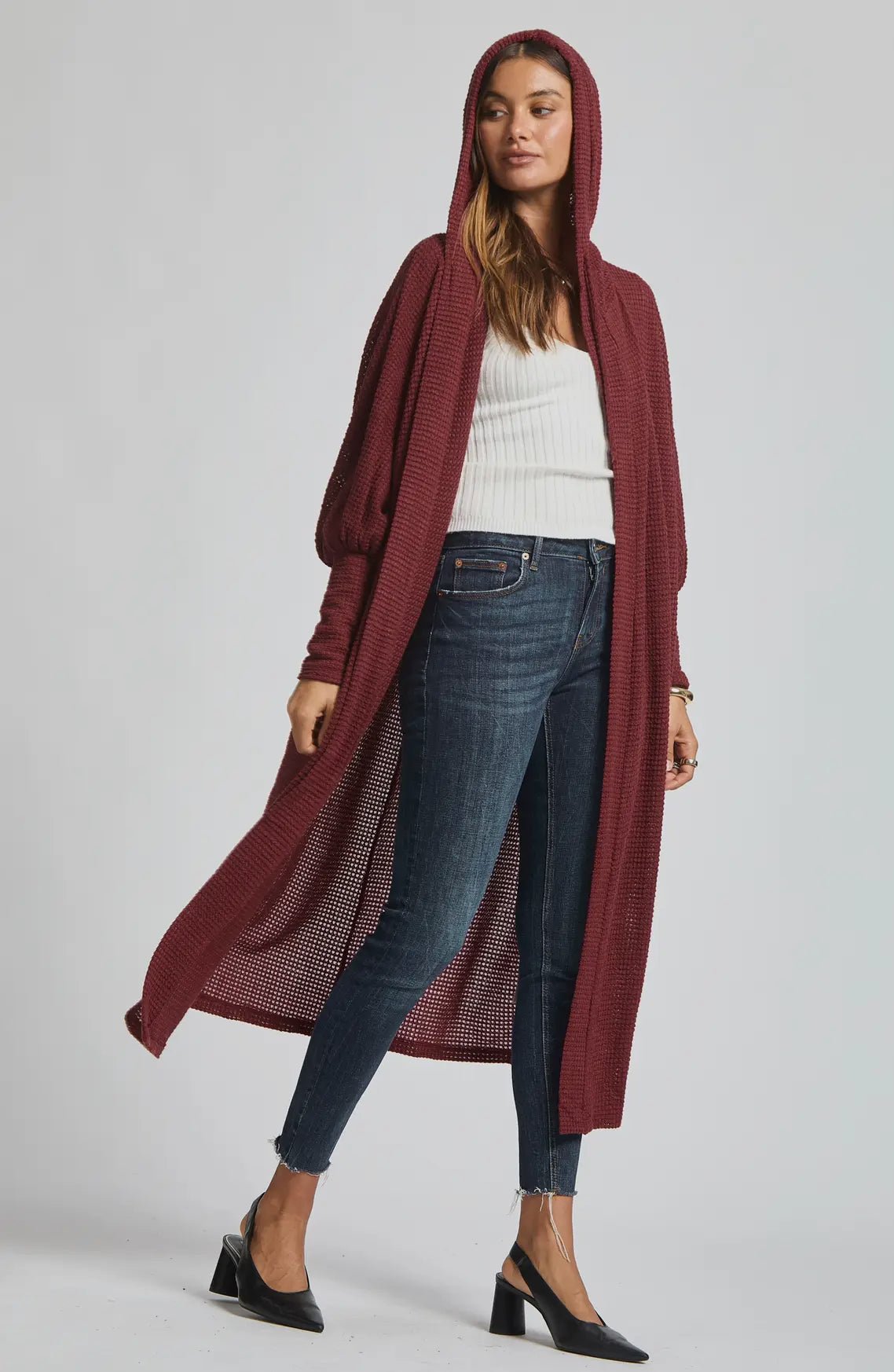 Cozy Knit Maxi Duster - Wine - Blue Sky Fashions & Lingerie