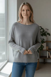 Crew neck sweater - grey melange - Blue Sky Fashions & Lingerie